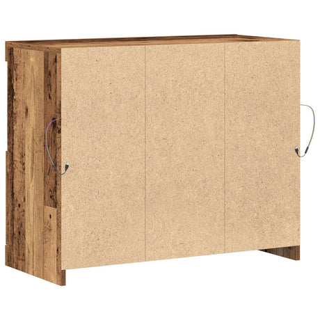 Sideboard With Led Lights Old Wood 81X37X67 Cm
