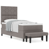 Box Spring Bed With Mattress & Bench Taupe 80X200 Cm Fabric