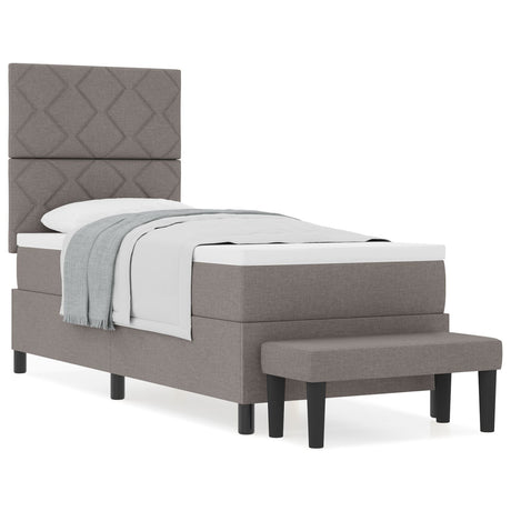 Box Spring Bed With Mattress & Bench Taupe 80X200 Cm Fabric