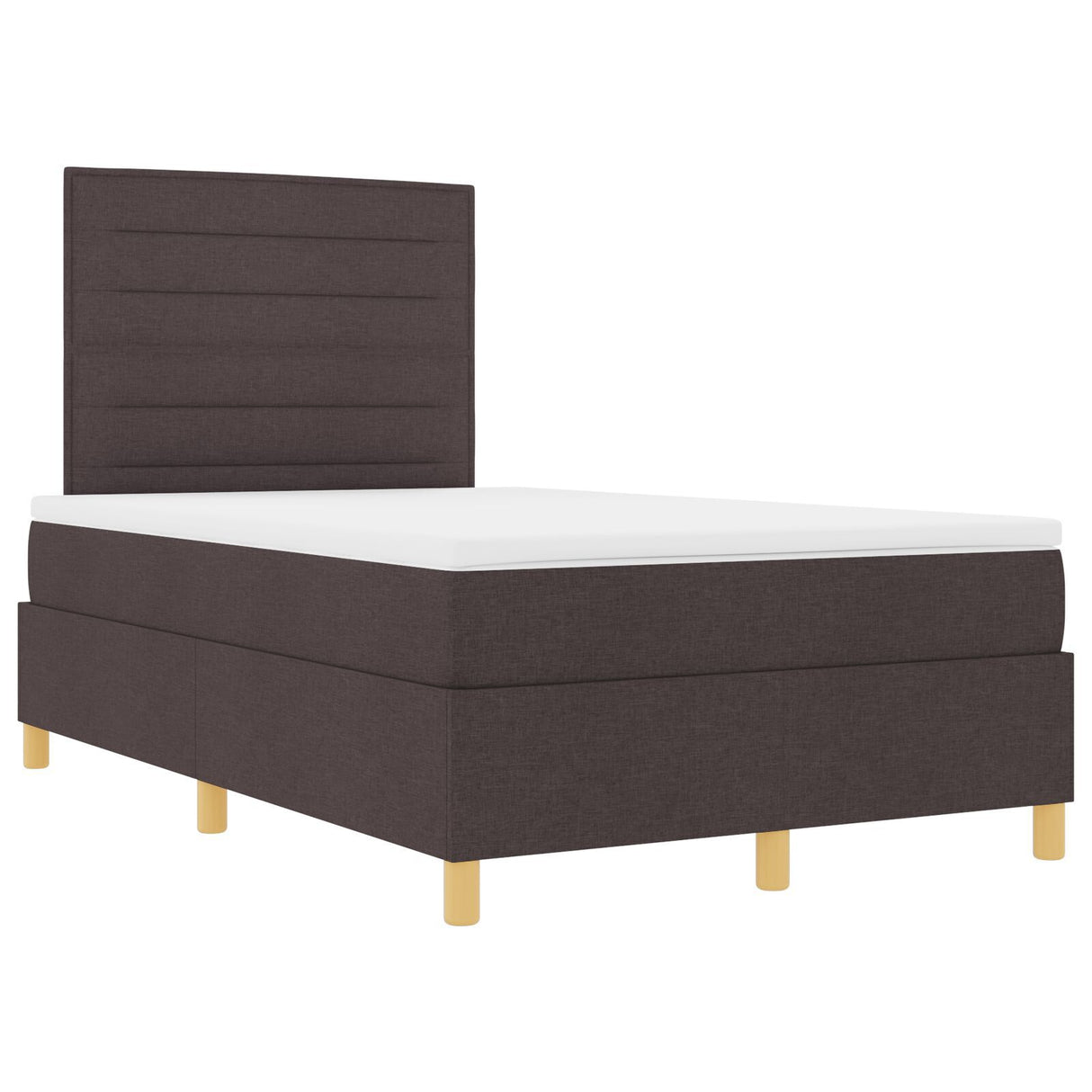 Box Spring Bed With Mattress & Led Dark Brown 120X190 Cm Fabric