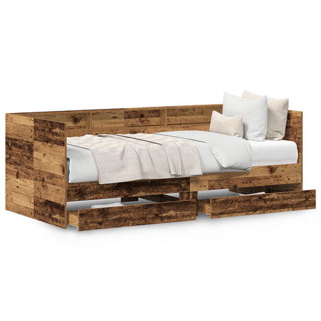 Daybed With Drawers Old Wood Engineered Wood 90 X 190 Cm Sturdy