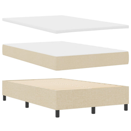 Box Spring Bed With Mattress & Led Cream 120X200 Cm Fabric