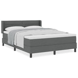 Box Spring Bed With Mattress Dark Grey 140X200 Cm Fabric,  Headboard Lines Design Dark Grey 140 Cm Fabric