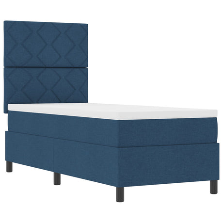 Box Spring Bed With Mattress & Led Blue 80X200 Cm Fabric