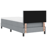 Box Spring Bed With Mattress & Led Light Grey 90X200 Cm Fabric
