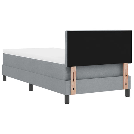Box Spring Bed With Mattress & Led Light Grey 90X200 Cm Fabric