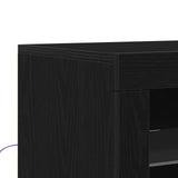 Side Cabinets With Led Lights 2 Pcs Black Oak 41X37X67 Cm