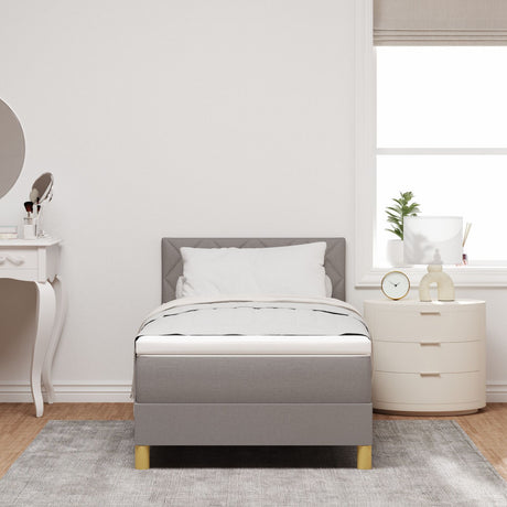 Box Spring Bed With Mattress & Led Taupe 90X190 Cm Fabric
