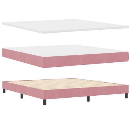 Box Spring Bed With Mattress & Led Pink 180X200 Cm Velvet