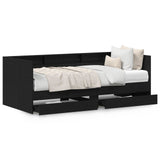 Daybed With Black Oak Drawers Black Oak Engineered Wood 90 X 190 Cm