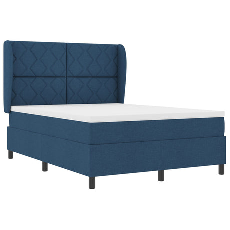 Box Spring Bed With Mattress - Blue, 140X190 Cm, Fabric