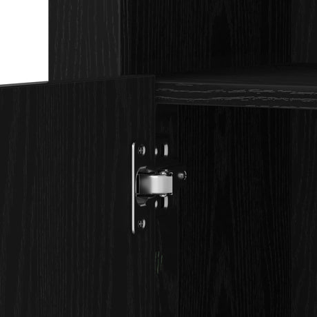 Sideboard With Led Lights Black Oak 41X37X67 Cm