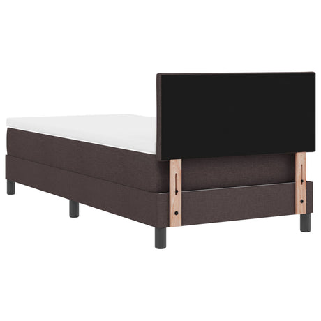 Box Spring Bed With Mattress & Led Dark Brown 90X190 Cm Fabric