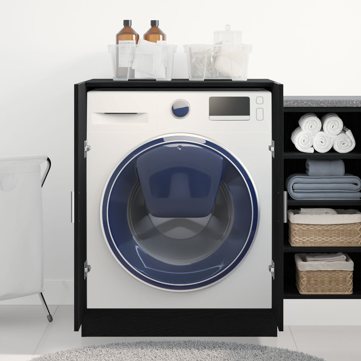 Washing Machine Cabinet - Black Oak - 70.5X71.5X91.5 Cm - Made Of Engineered Wood
