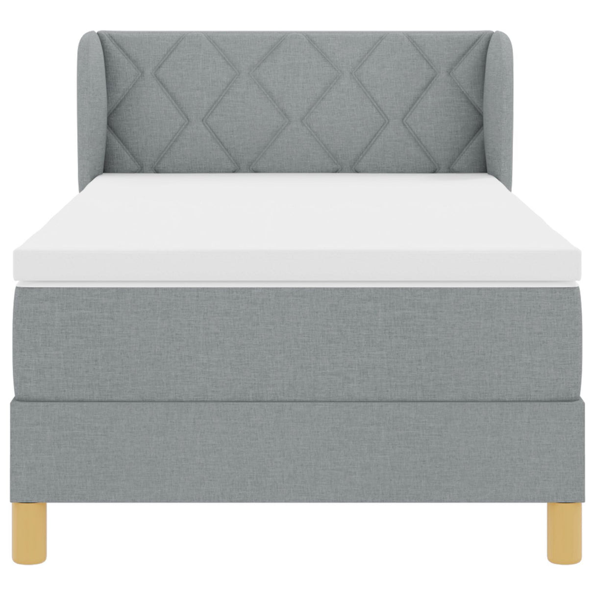 Box Spring Bed With Mattress - Light Grey, 90X200 Cm, Fabric