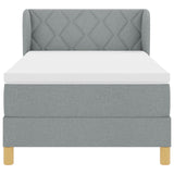 Box Spring Bed With Mattress - Light Grey, 90X200 Cm, Fabric