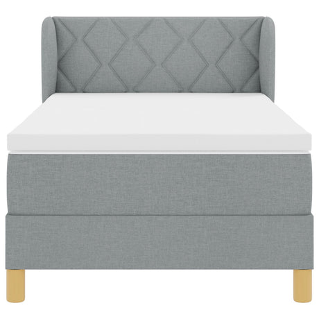Box Spring Bed With Mattress - Light Grey, 90X200 Cm, Fabric