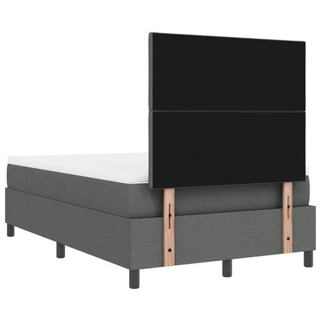 Box Spring Bed With Mattress & Led Dark Grey 120X190 Cm Fabric