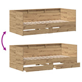 Daybed With Drawers Artisan Oak Engineered Wood 90 X 190 Cm