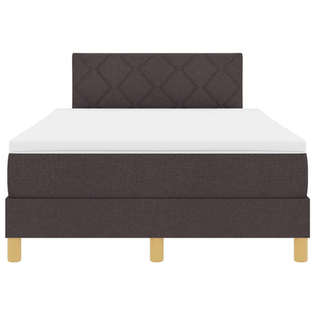 Box Spring Bed With Mattress & Led Dark Brown 120X200 Cm Fabric