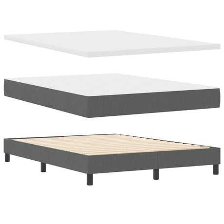 Box Spring Bed With Mattress & Led Dark Grey 140X190 Cm Fabric