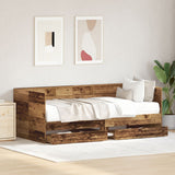 Daybed With Drawers Old Wood Engineered Wood 90 X 190 Cm Sturdy