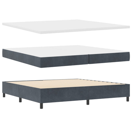 Box Spring Bed With Mattress Dark Grey 200X200 Cm Velvet