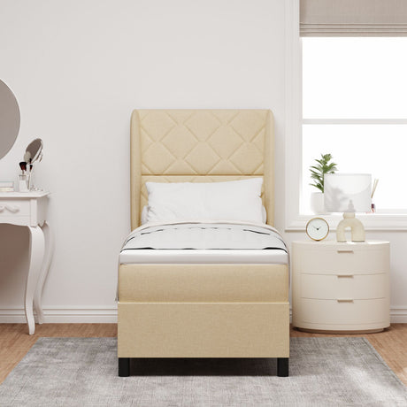 Box Spring Bed With Mattress - Cream, 80X200 Cm Fabric