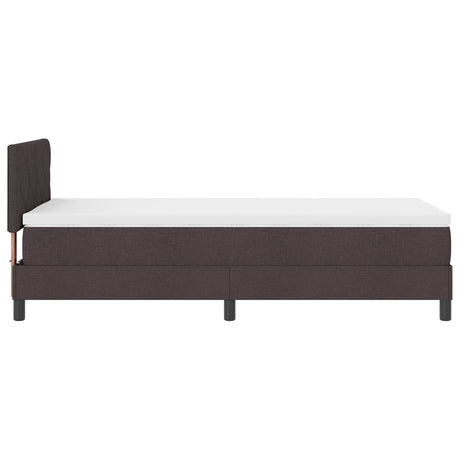 Box Spring Bed With Mattress & Led Dark Brown 90X190 Cm Fabric