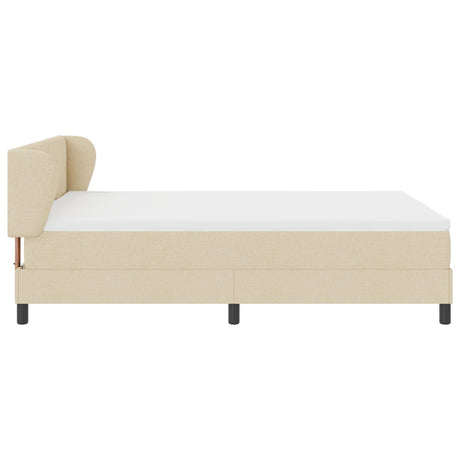 Box Spring Bed With Mattress In Cream, 140X200 Cm, Fabric