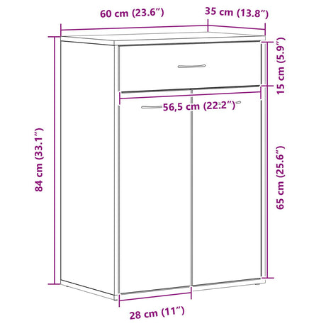 Shoe Cabinet - Black Oak, 60X35X84 Cm, Made Of Engineered Wood