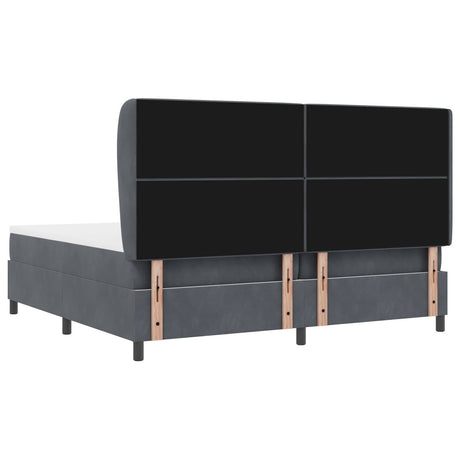 Box Spring Bed With Mattress Dark Grey 200X200 Cm Velvet