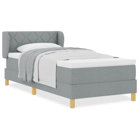 Box Spring Bed With Mattress - Light Grey, 90X200 Cm, Fabric
