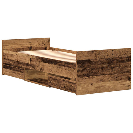 Bed Frame Without Mattress Old Wood 75X190 Cm Engineered Wood