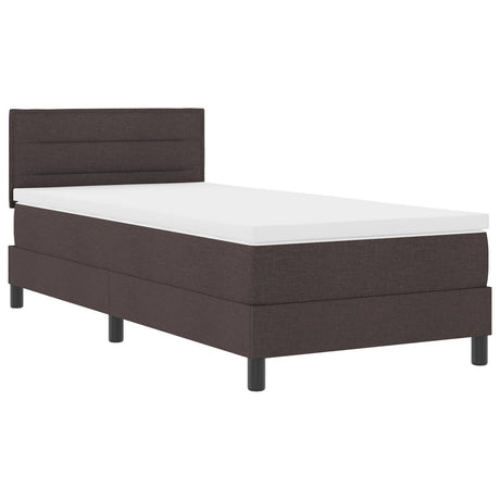 Box Spring Bed With Mattress & Led Dark Brown 80X200 Cm Fabric