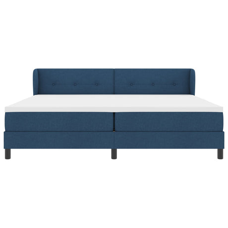 Box Spring Bed With Mattress Blue 200X200 Cm Fabric