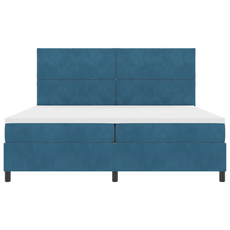 Box Spring Bed With Mattress & Led Dark Blue 200X200 Cm Velvet