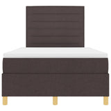 Box Spring Bed With Mattress & Led Dark Brown 120X190 Cm Fabric