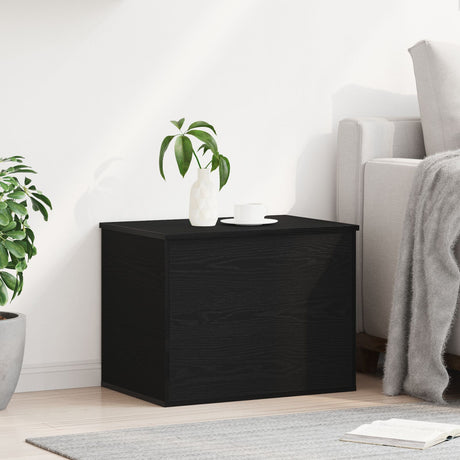 Storage Box With Lid Black Oak 60X42X46 Cm Engineered Wood