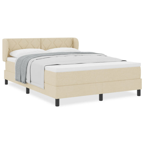 Box Spring Bed With Mattress In Cream, 140X200 Cm, Fabric