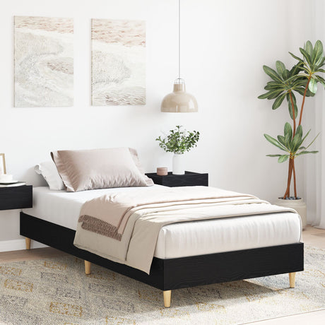 Bed Frame 90X200 Cm Black Oak Engineered Wood