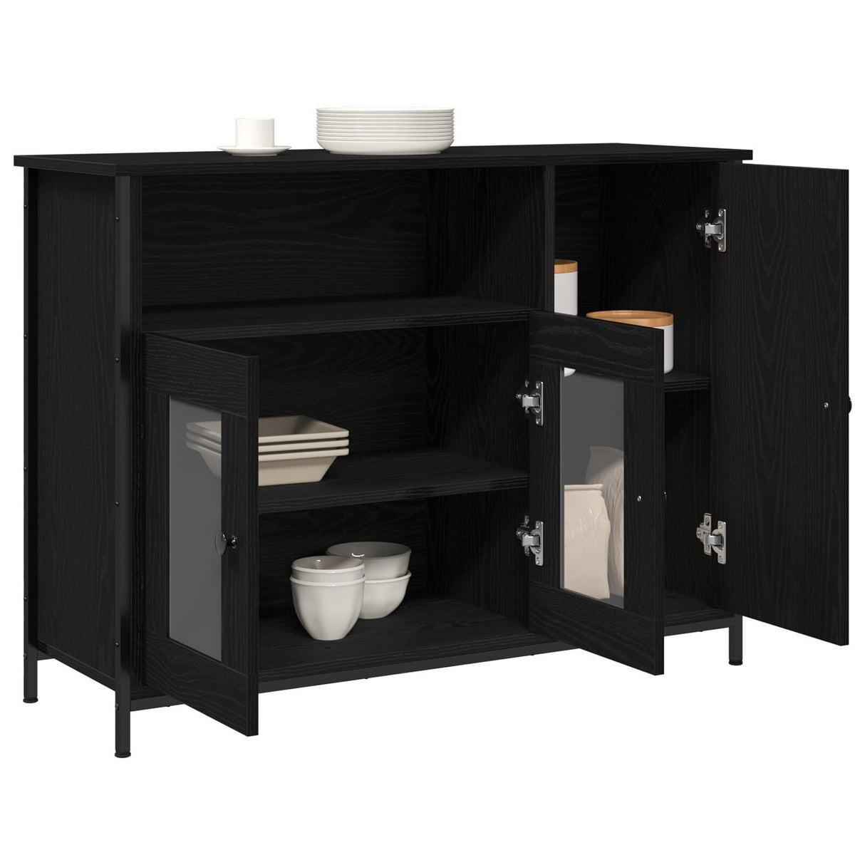 Sideboard Black Oak 100X35X75 Cm Engineered Wood