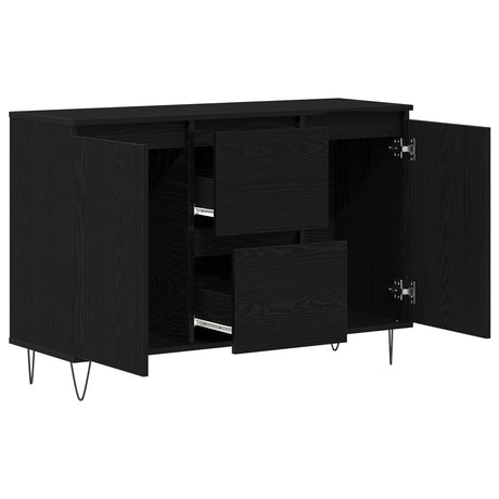 Sideboard Black Oak 101,5X35X70 Cm Engineered Wood