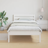 Bed Frame With Headboard White 100X220 Cm Solid Wood Pine