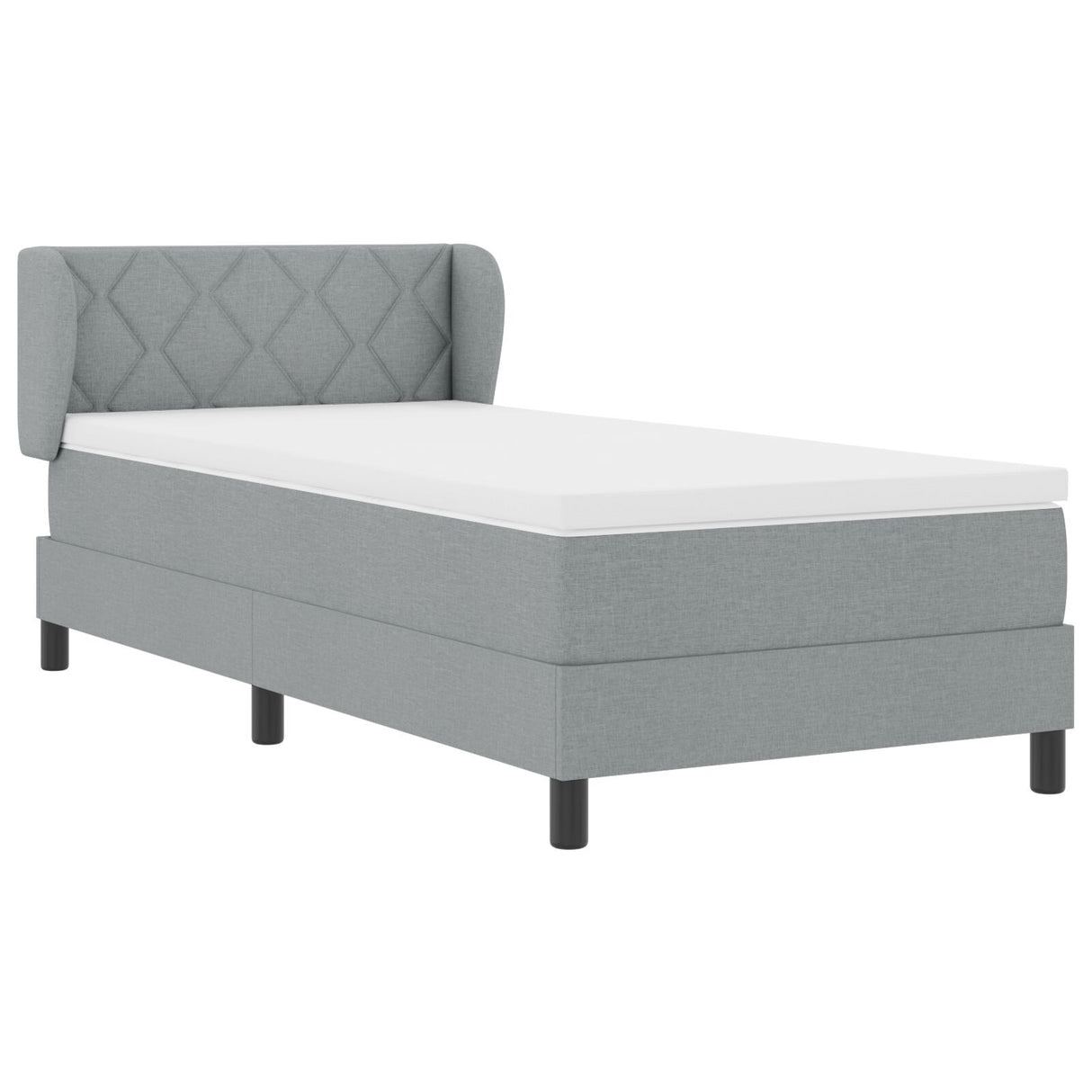 Box Spring Bed With Mattress Light Grey 90X200 Cm Fabric