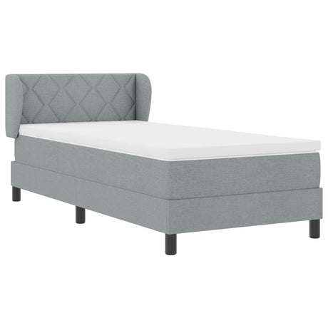 Box Spring Bed With Mattress Light Grey 90X200 Cm Fabric