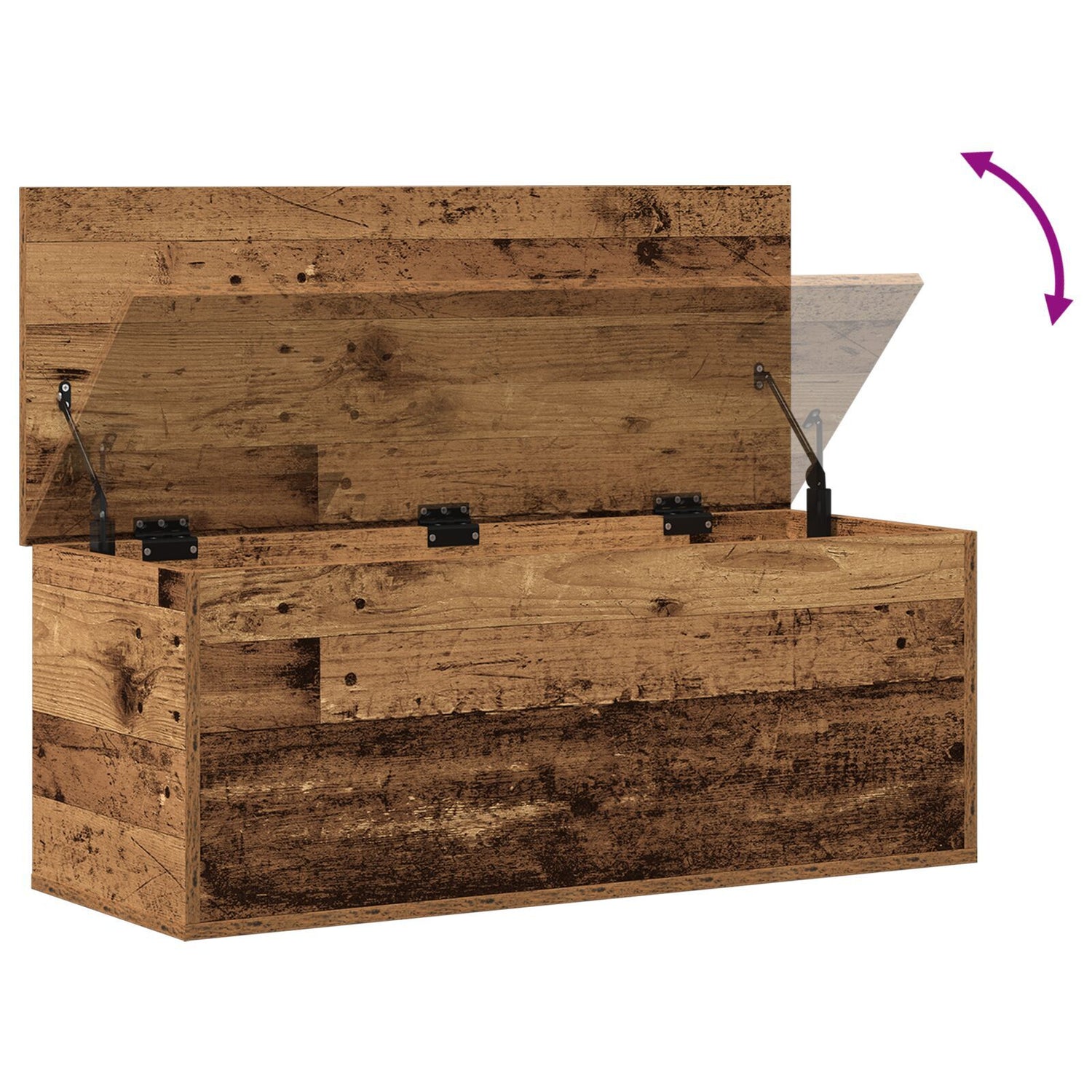 Storage Box Old Wood 90X35X35 Cm Made From Engineered Wood