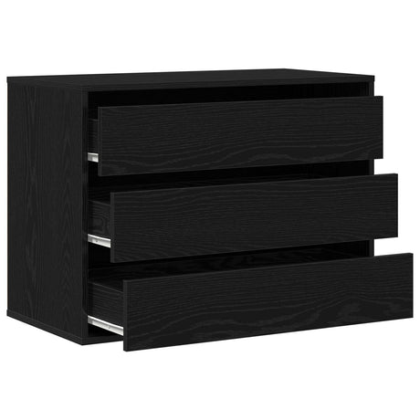 Corner Chest Of Drawers Black Oak 80X41X58 Cm Engineered Wood