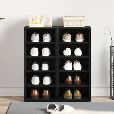 Shoe Cabinet 2 Pack - Black Oak - 32X35X70 Cm - Made Of Engineered Wood