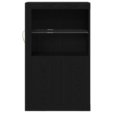 Sideboard With Led Lights Black Oak 60,5X37X100 Cm
